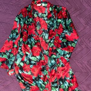 Vintage Floral Victoria’s Secret Satiny Kimono Robe with Sash